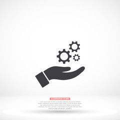 Gears vector icon , lorem ipsum Flat design