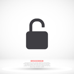 lock symbol on gray background , lorem ipsum Flat design