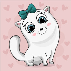 Cute baby kitten art. Nursery illustration with smilind adorable animal. Vector digital illuatrstion.