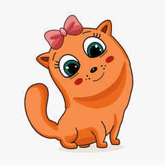 Baby animal cute digital illustration. Small adorable cat art print. Nursery vector graphics.