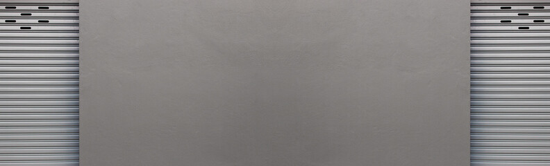 street wall background. roller shutter door and concrete floor outside factory building for industrial