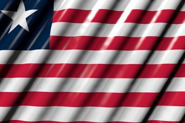 cute shining - looking like plastic flag of Liberia with large folds - any celebration flag 3d illustration..