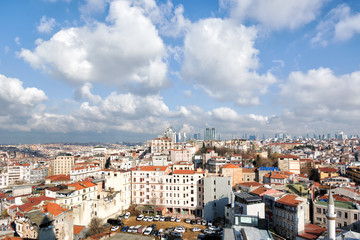 Fototapeta na wymiar Panoramic view over the city from Galata tower, Istanbul, Turkey