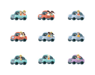 Isolated People and travel cars icon set vector design