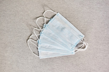 Medical masks on a white background. Prevention of viral diseases. Coronavirus epidemic