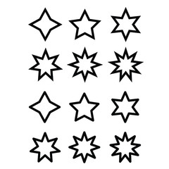 stars icon black vector set