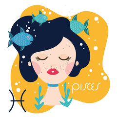 beautiful woman with pisces zodiac sign