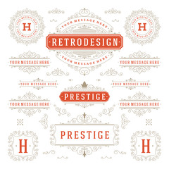 Fototapeta premium Vintage ornaments swirls and scrolls decorations design elements vector set flourishes ornate calligraphic combinations