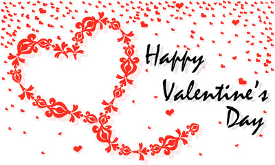 Happy Valentine's Day Vector illustration with red and black elements on white background. Celebrate love pattern