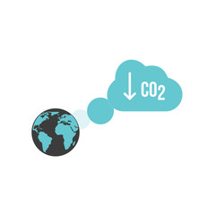 Global warming and climate change concept, CO2 and globe icon. Stock vector illustration isolated on white background.