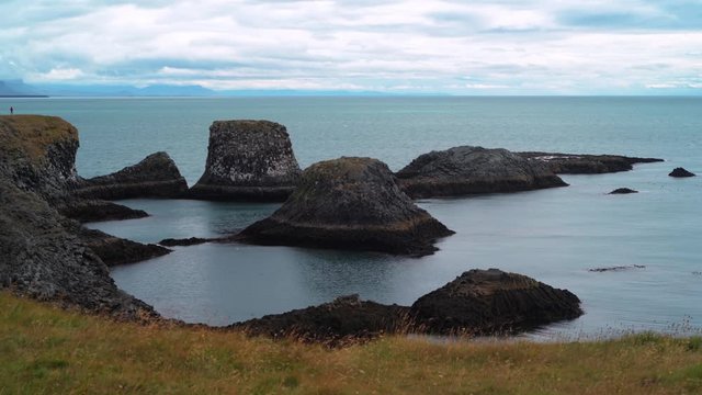 Basalt formation on the ocean near the small village of Hellnar, West Iceland