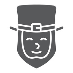 Leprechaun glyph icon, st patrick's day and holiday, irish sign, vector graphics, a solid pattern on a white background, eps 10.