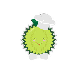 Cartoon Durian chef with paper shadow