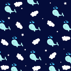 Obraz premium blue whale illustration vector nursery