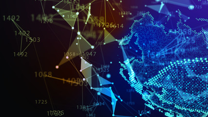 Concept of Network, internet communication. 3d illustration.