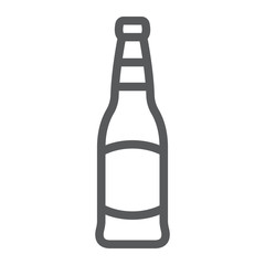 Beer bottle line icon, st patrick's day and alcohol, glass beer bottle sign, vector graphics, a linear pattern on a white background, eps 10.