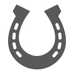 Horseshoe glyph icon, st patrick's day and western, steel horseshoe sign, vector graphics, a solid pattern on a white background, eps 10.