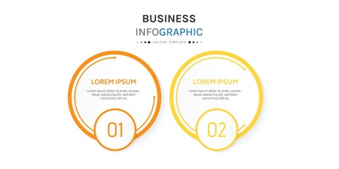 Business infographic element with 2 options, steps, number vector template design