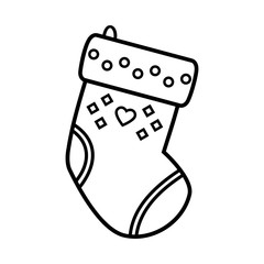 Christmas stocking outline on white background