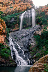 Long exposure picture of the Walter Sisulu Botanical Garden falls in South Africa