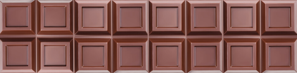 Chocolate bar closeup on white background.