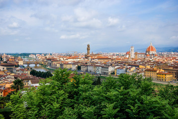 Fototapeta na wymiar A panoramic view on the city of Florence on a summer afternoon
