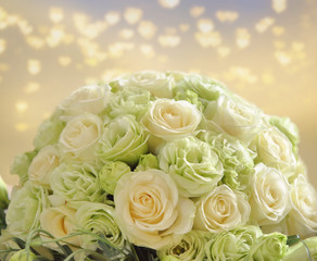 Wedding bouquet of bright yellow flowers and empty space for text