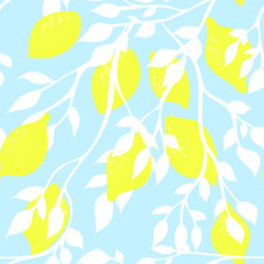 Lemons. Seamless pattern. Flat vector illustration with the image of fruits. Isolated.