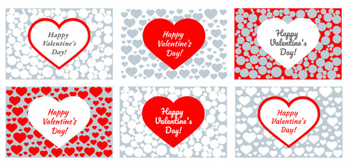 Hearts for a Valentine's Day greeting card. Original vector banners. A set of several options.