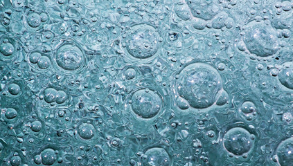 Water blue surface texture with bubbles, web banner, abstract background