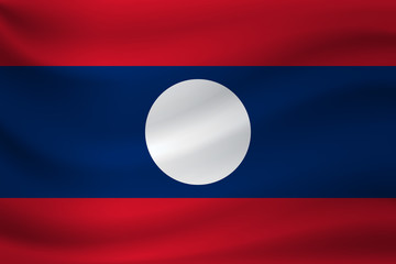 Fototapeta premium Waving flag of Laos. Vector illustration