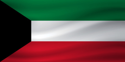 Waving flag of Kuwait. Vector illustration