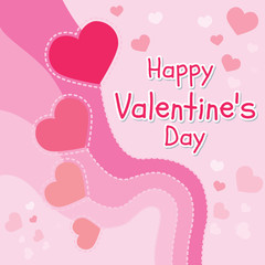 Many heart shaped balloons are floating freely, Valentine's day vector design concept, Happy Valentine's Day