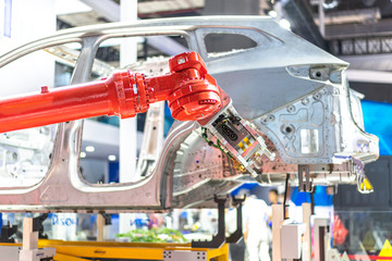 robot arm in factory