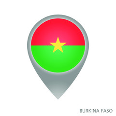 Map pointer with flag of Burkina Faso. Colorful pointer icon for map. Vector Illustration.