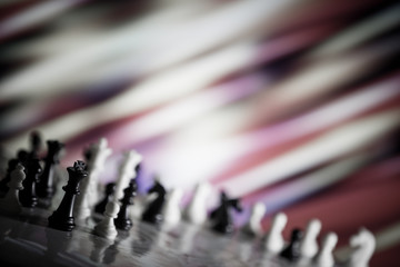 Chess strategy concept is on the bright background