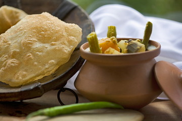 Veg korma and purree, India