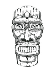 Hawaiian tiki statue mask. hand drawn design element. vector illustration