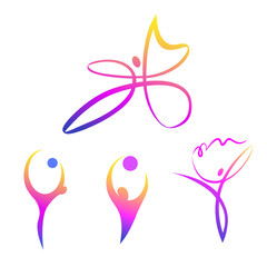 Rhythmic gymnastics logo. Set of  sport design elements.