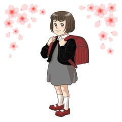 A japanese girl just entering elementary school