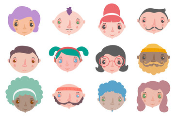 Vector hipster people avatar set 2