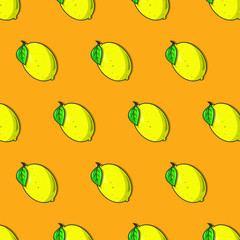 Patrón de limones con fondo anaranjado