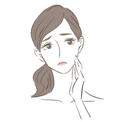 悩む女性のイラスト