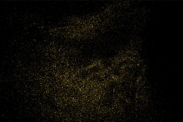 Gold glitter texture isolated on black. Amber particles color. Celebratory background. Golden explosion of confetti. Vector illustration,eps 10.