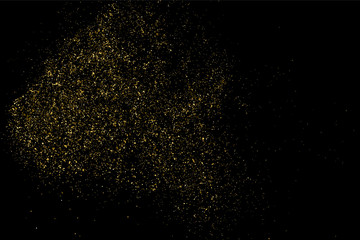 Fototapeta na wymiar Gold glitter texture isolated on black. Amber particles color. Celebratory background. Golden explosion of confetti. Vector illustration,eps 10.