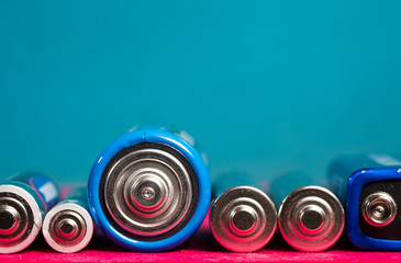 Ecology recycling concept. Many different types used or new battery