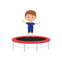 Fototapeta premium cute little boy in trampoline jump game vector illustration design