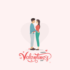 Happy Valentines Day 14 February illustration.Romantic happy loving couple.Valentine's Day, love & relationships.Happy Valentines Day vector illustration.