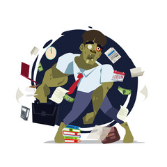 Zombie businessman. hard working concept - vector