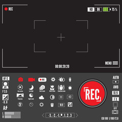 Record video or photo symbol. viewfinders screen or movie recording preview vector set